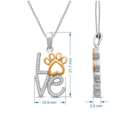 ** FLASH SALE ** 10K Yellow Gold Natural Diamonds Love Paw Print - Picture 3 of 7